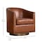 Flash Furniture Myles Club Style Commercial Barrel Accent Armchair, Brown Leathersoft Upholstery, Brass Nail Trim BS-AC22-061-BRNPU-GG - alternate 9